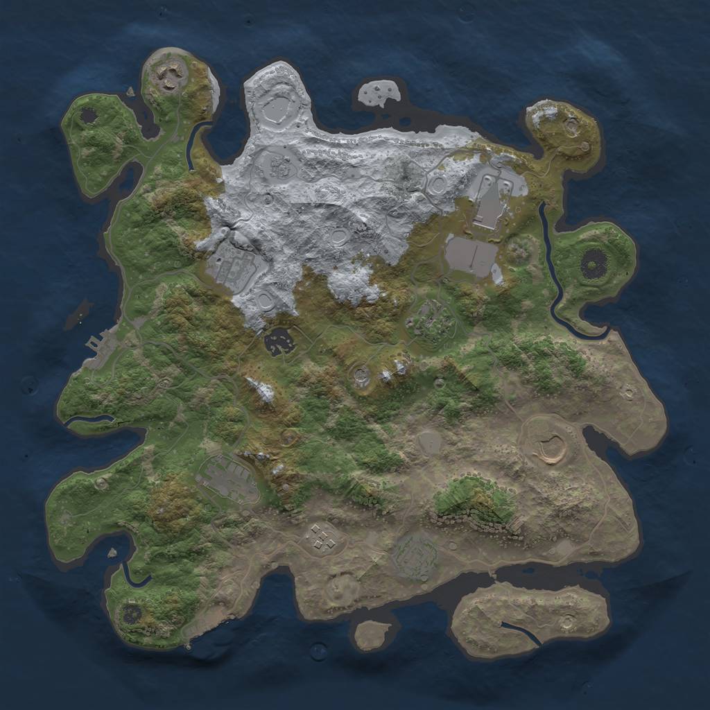 Rust Map: Procedural Map, Size: 3700, Seed: 1124527874, 18 Monuments