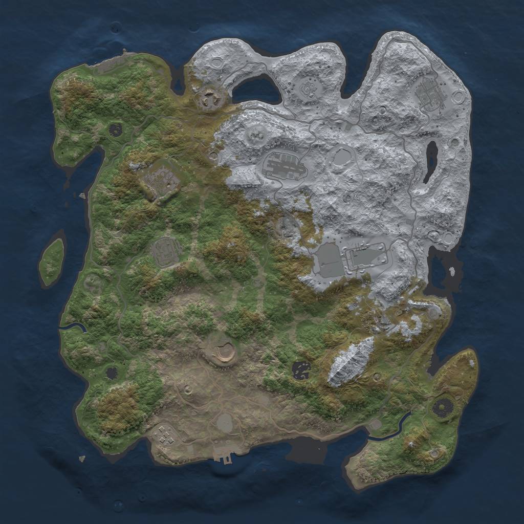 Rust Map: Procedural Map, Size: 4000, Seed: 1743390442, 19 Monuments