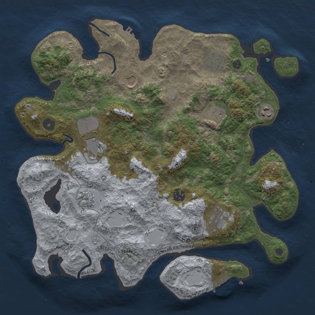 Rust Map: Procedural Map, Size: 3850, Seed: 2932662, 18 Monuments