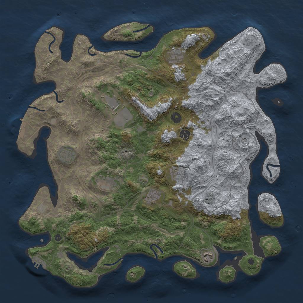 Rust Map: Procedural Map, Size: 4250, Seed: 1221684718, 18 Monuments