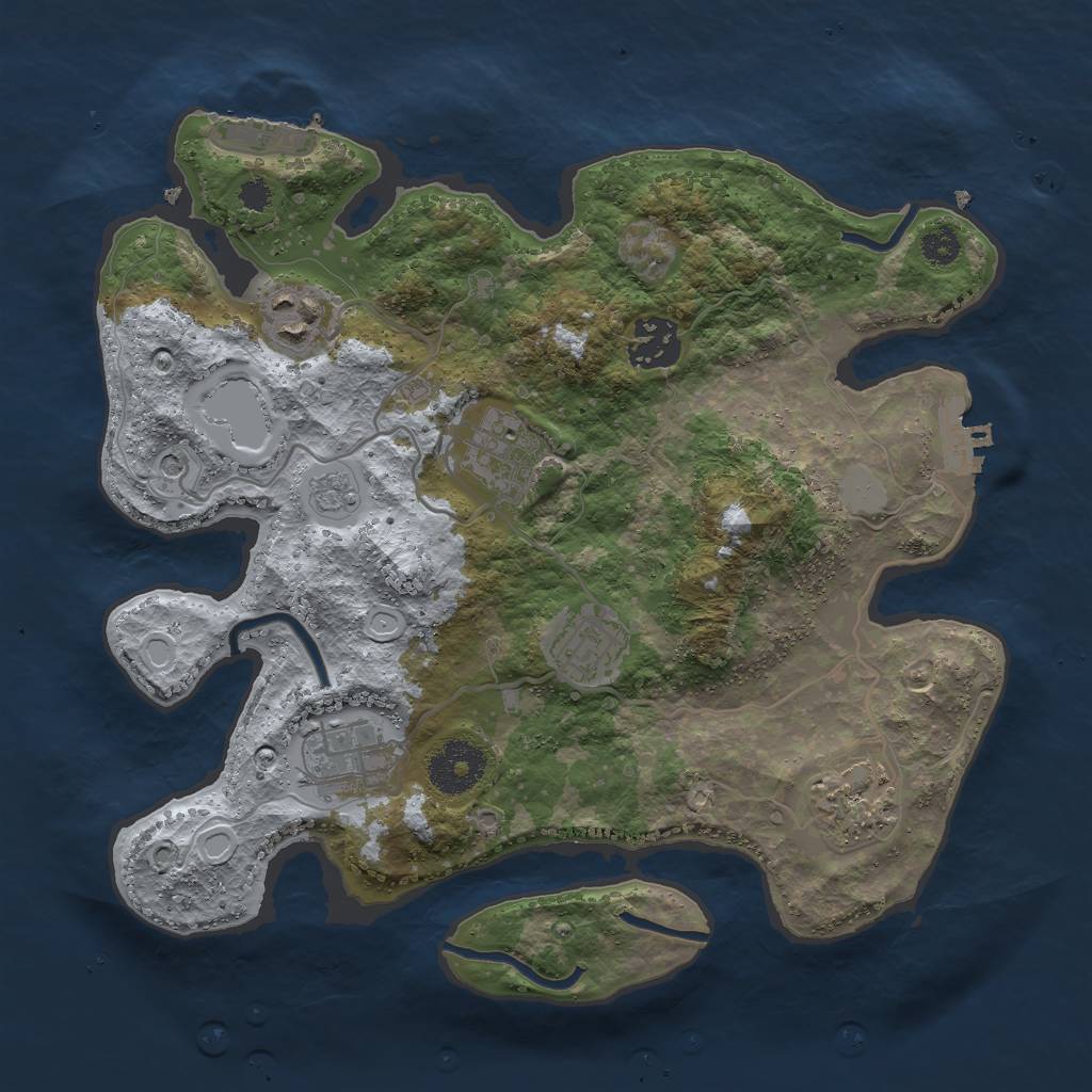 Rust Map: Procedural Map, Size: 3000, Seed: 2030690306, 15 Monuments