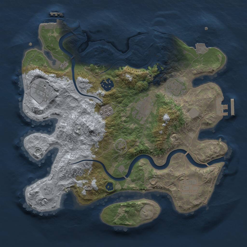 Rust Map: Procedural Map, Size: 3000, Seed: 2030690306, 11 Monuments