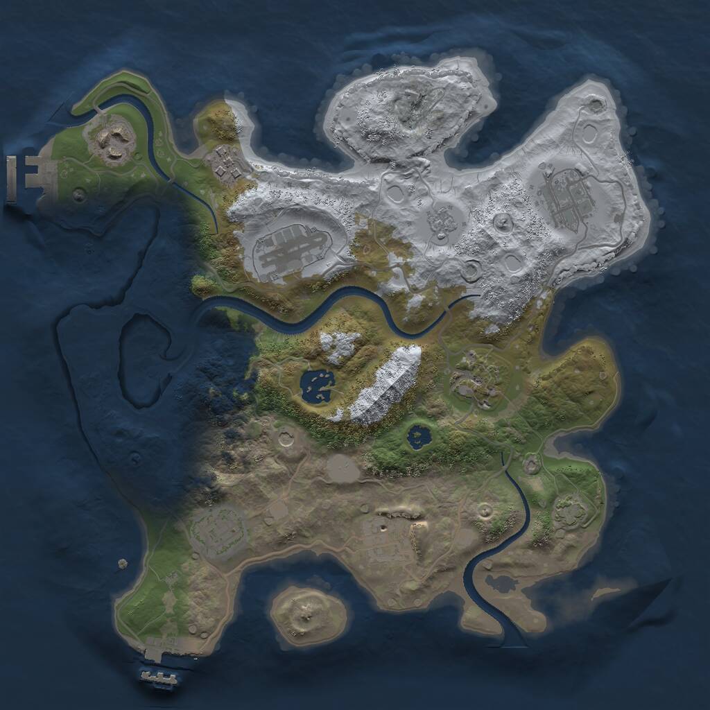 Rust Map: Procedural Map, Size: 3000, Seed: 597175640, 14 Monuments