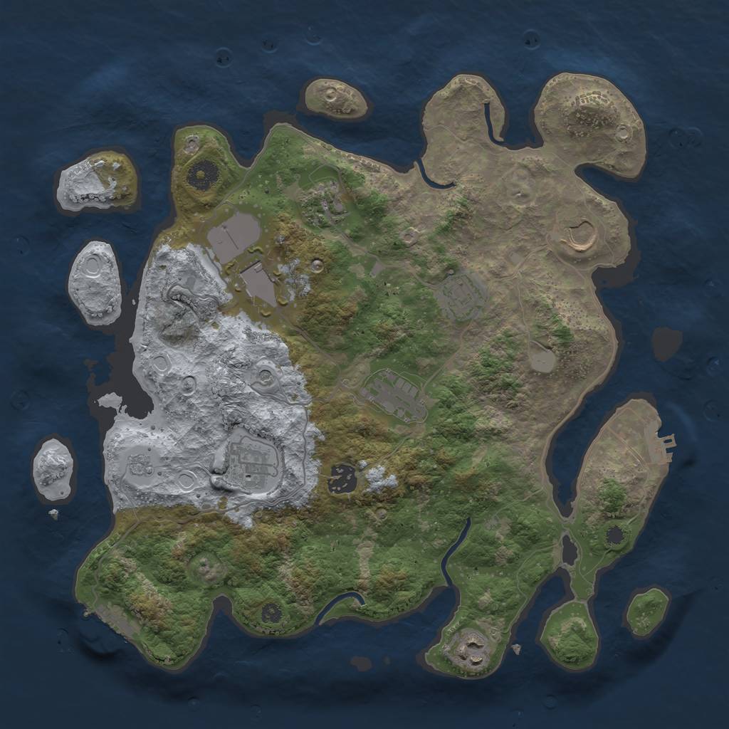 Rust Map: Procedural Map, Size: 3600, Seed: 83656, 17 Monuments