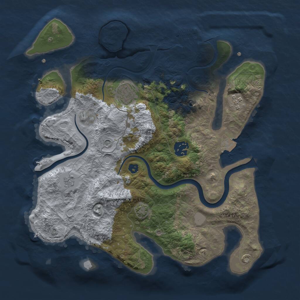 Rust Map: Procedural Map, Size: 3000, Seed: 1278748268, 8 Monuments