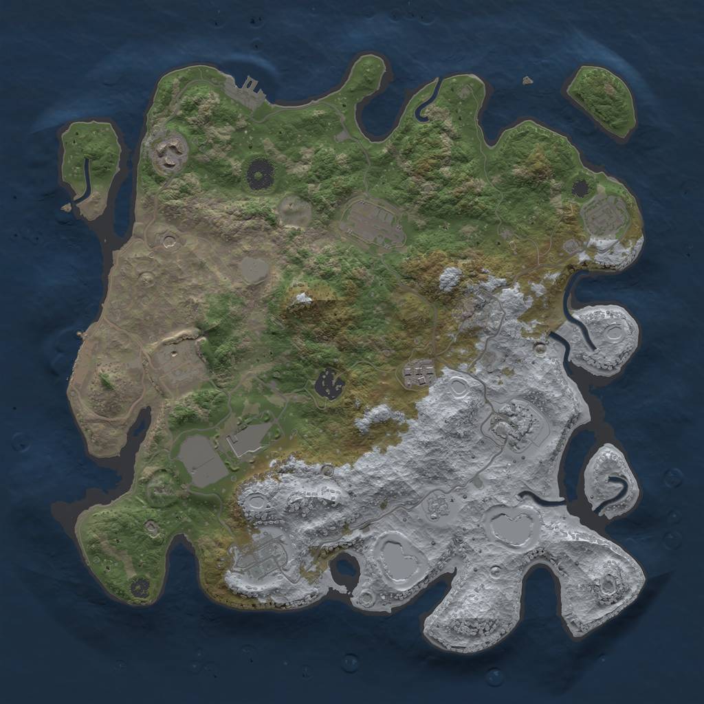 Rust Map: Procedural Map, Size: 3600, Seed: 91807665, 18 Monuments