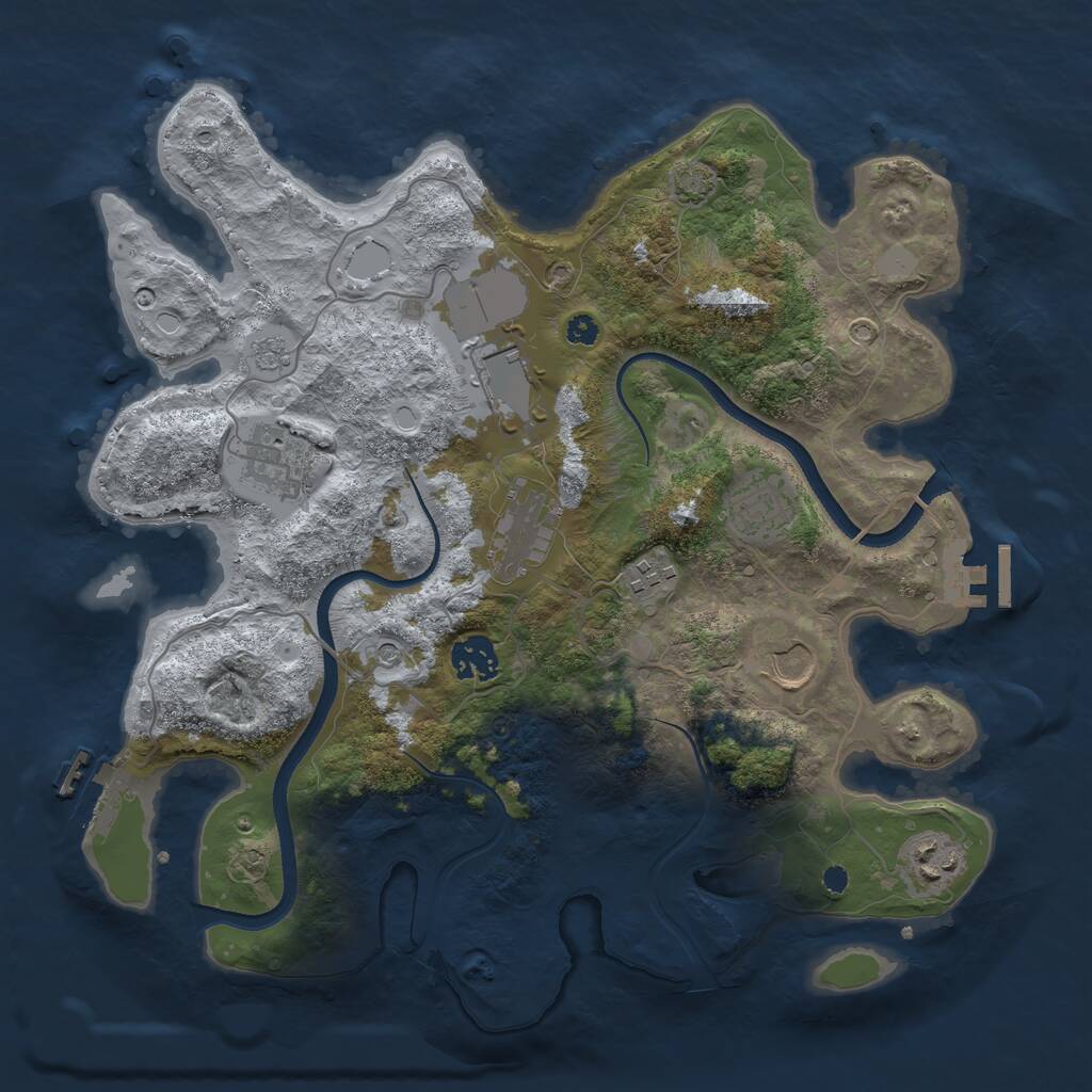 Rust Map: Procedural Map, Size: 3500, Seed: 176092, 14 Monuments