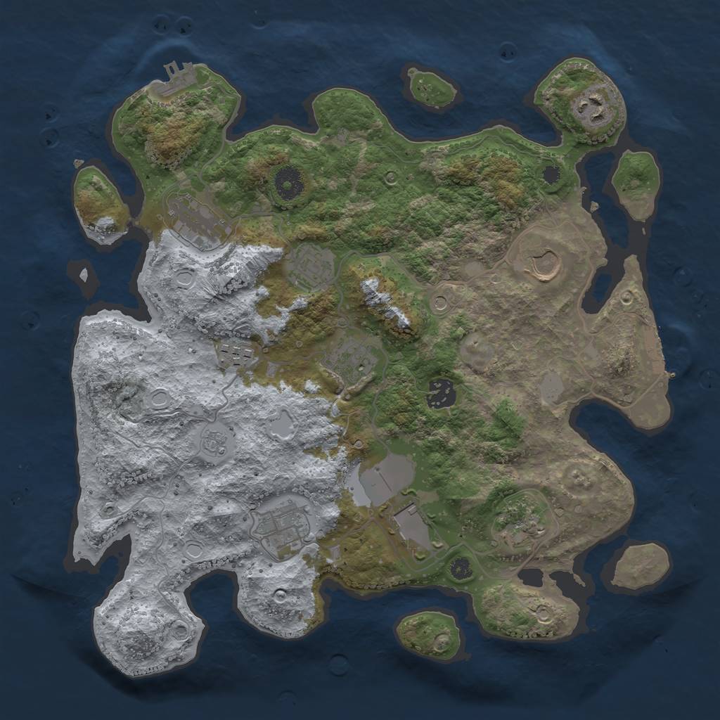 Rust Map: Procedural Map, Size: 3500, Seed: 1565467066, 19 Monuments