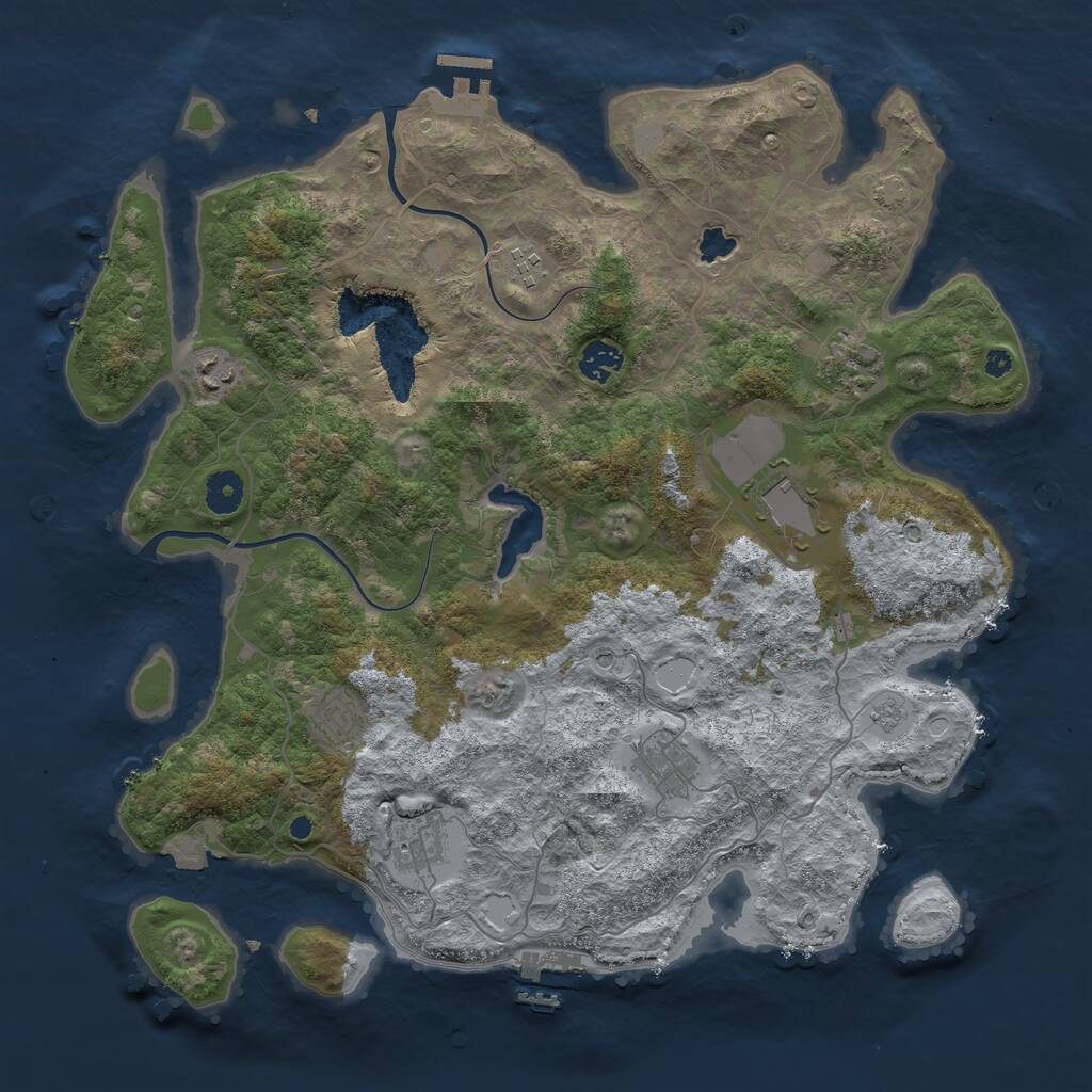Rust Map: Procedural Map, Size: 4000, Seed: 1034561958, 14 Monuments