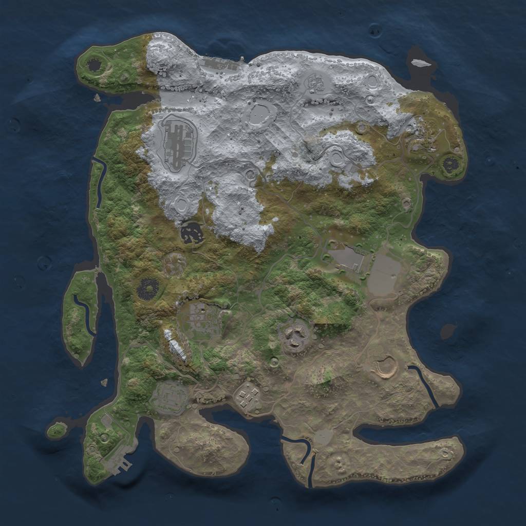 Rust Map: Procedural Map, Size: 3500, Seed: 1286857344, 18 Monuments