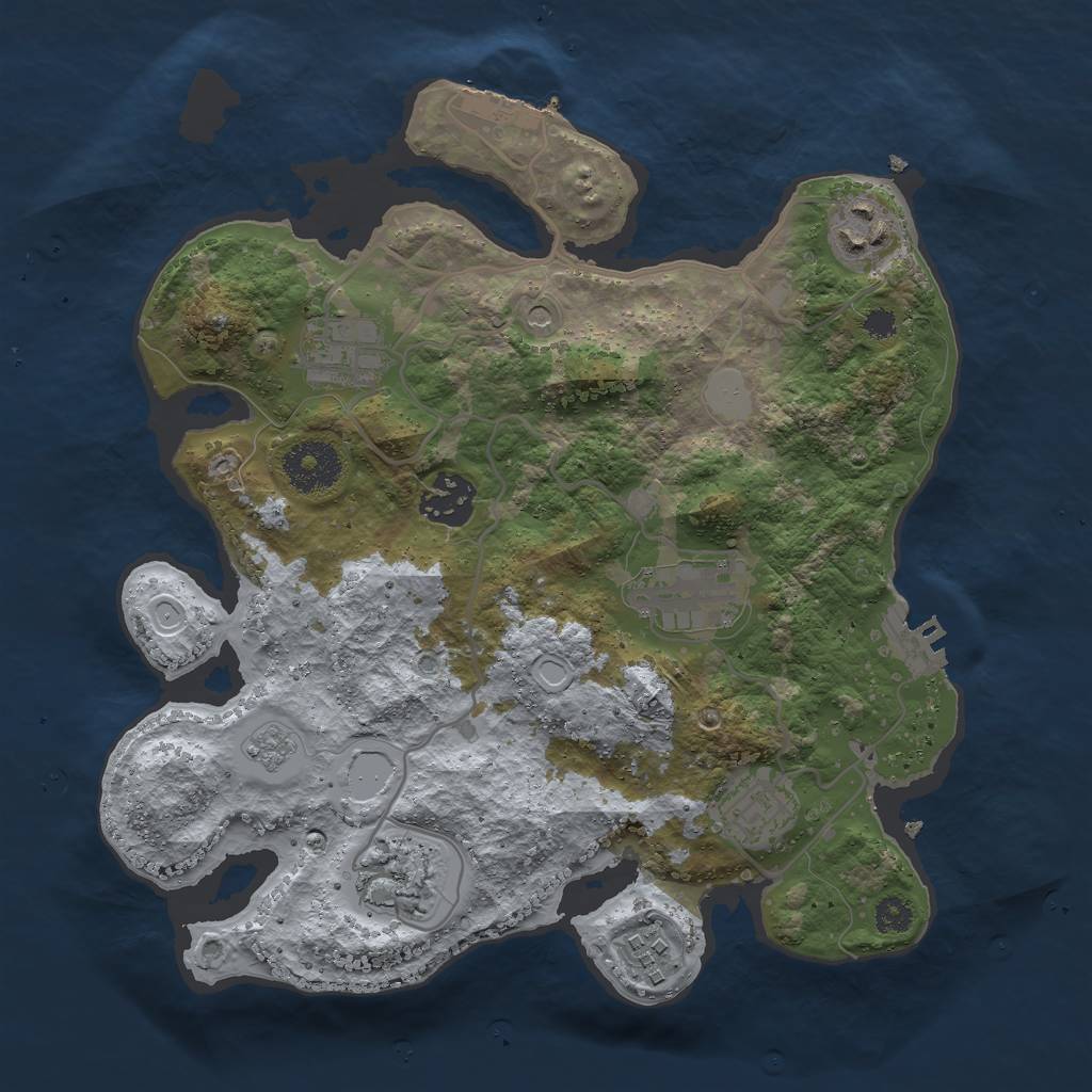 Rust Map: Procedural Map, Size: 3000, Seed: 120339461, 16 Monuments
