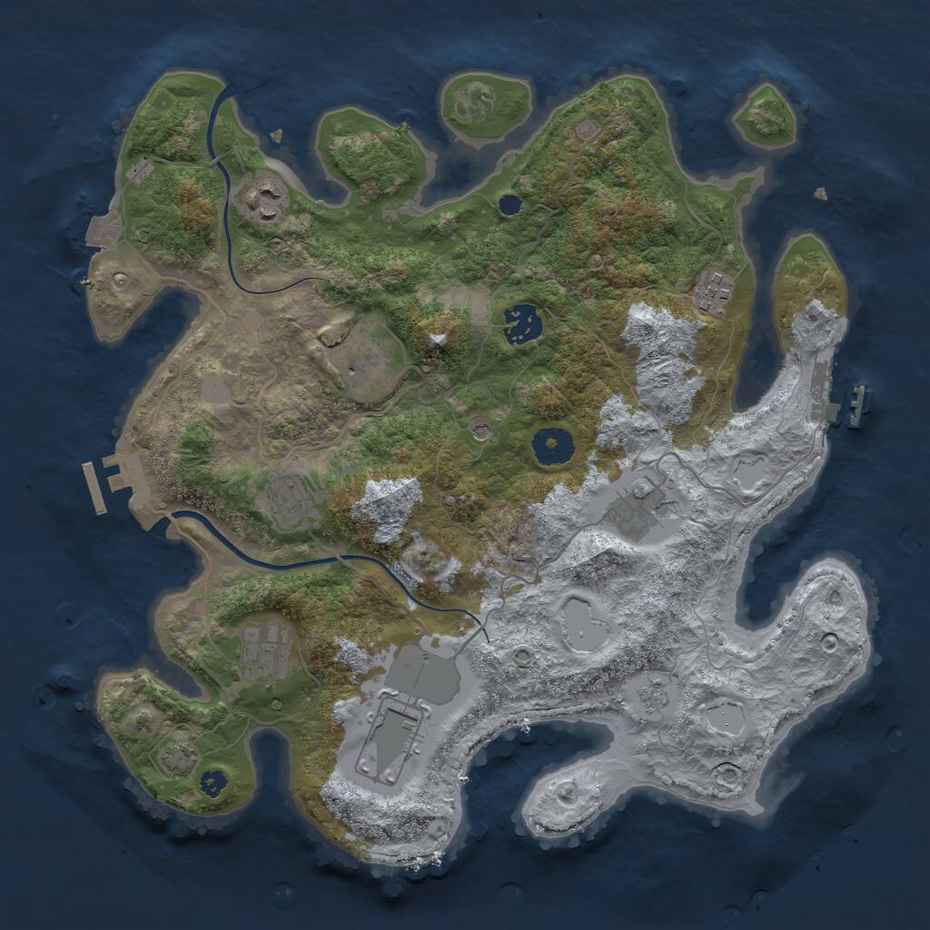Rust Map: Procedural Map, Size: 3500, Seed: 408927704, 14 Monuments