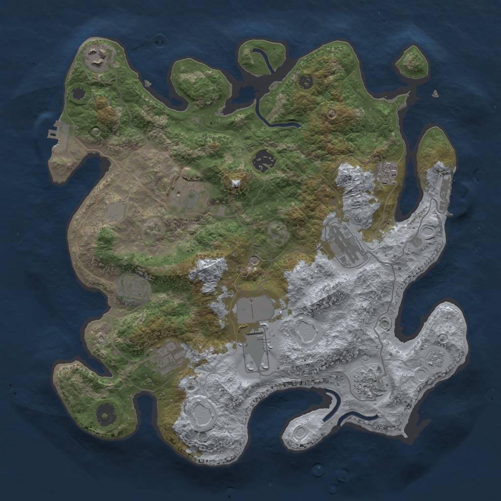 Rust Map: Procedural Map, Size: 3500, Seed: 408927704, 18 Monuments