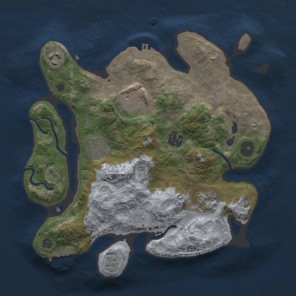 Rust Map: Procedural Map, Size: 3000, Seed: 12342, 15 Monuments