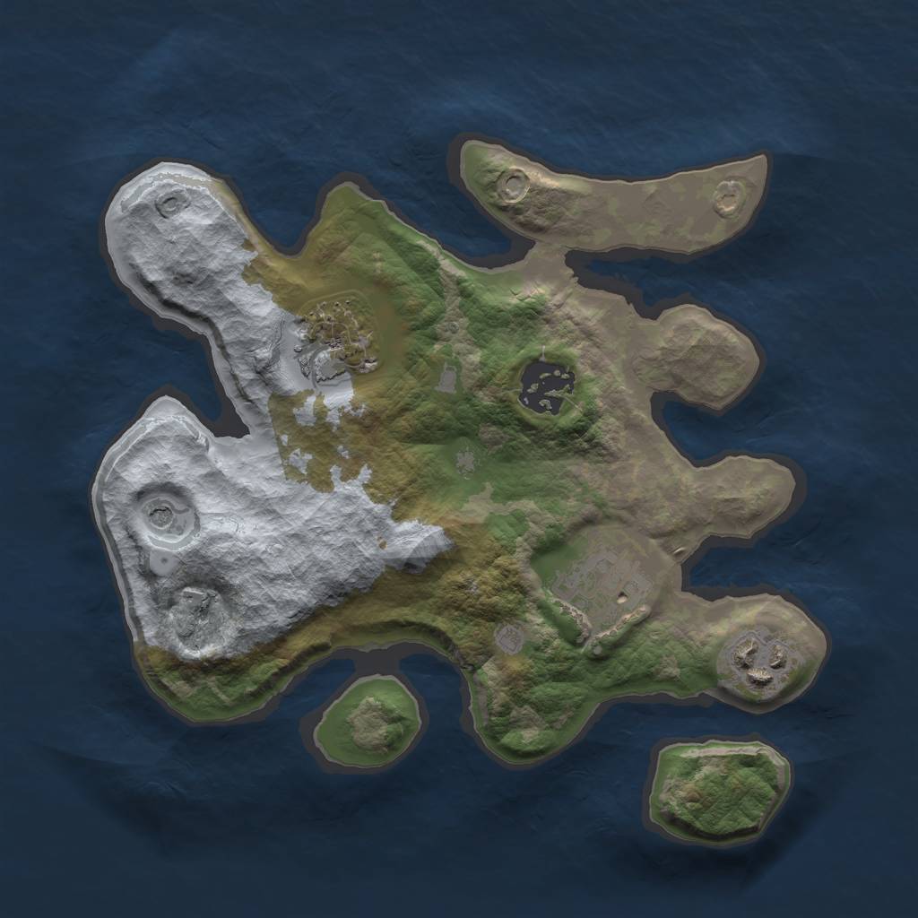 Rust Map: Barren, Size: 2500, Seed: 555583, 7 Monuments