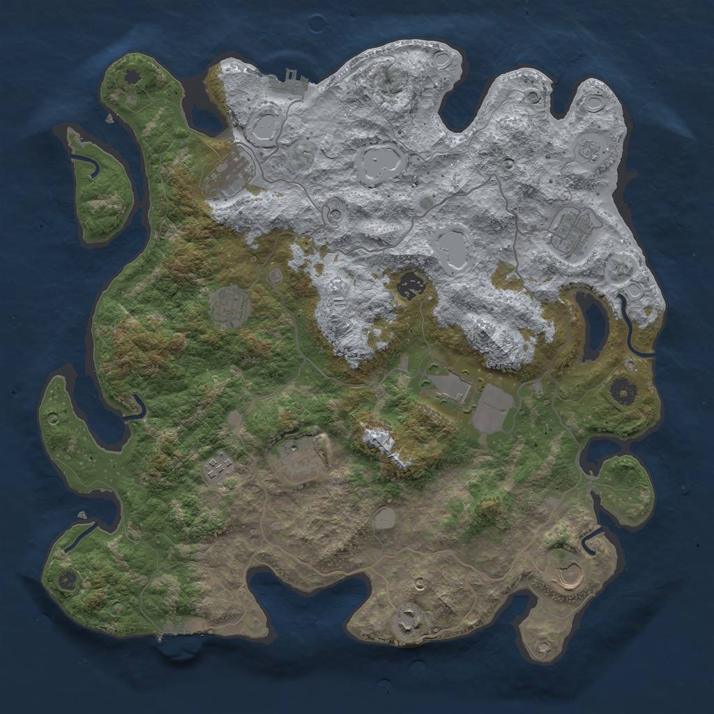 Rust Map: Procedural Map, Size: 4000, Seed: 73889410, 18 Monuments