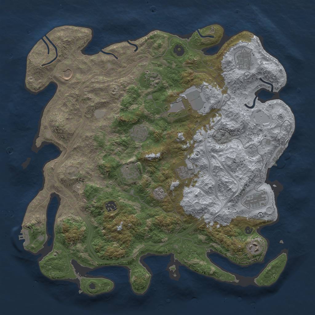 Rust Map: Procedural Map, Size: 4250, Seed: 818172191, 20 Monuments