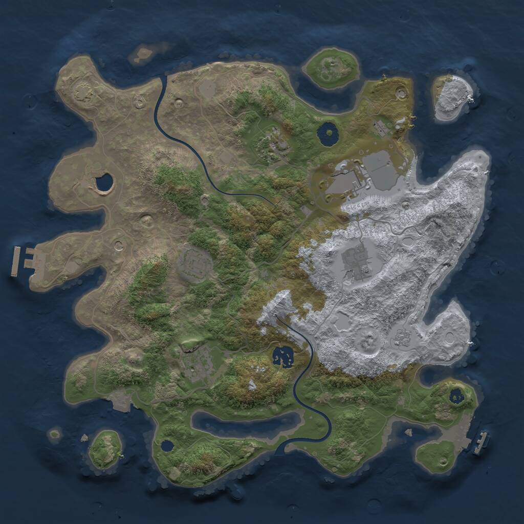 Rust Map: Procedural Map, Size: 3500, Seed: 414707730, 13 Monuments
