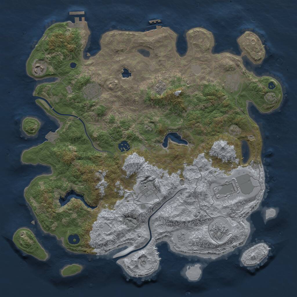 Rust Map: Procedural Map, Size: 4000, Seed: 278723482, 14 Monuments