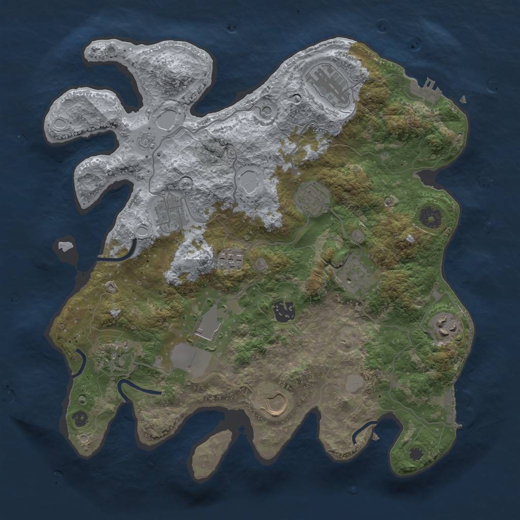 Rust Map: Procedural Map, Size: 3500, Seed: 467849337, 19 Monuments