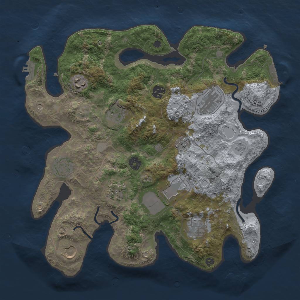 Rust Map: Procedural Map, Size: 3500, Seed: 222506770, 19 Monuments