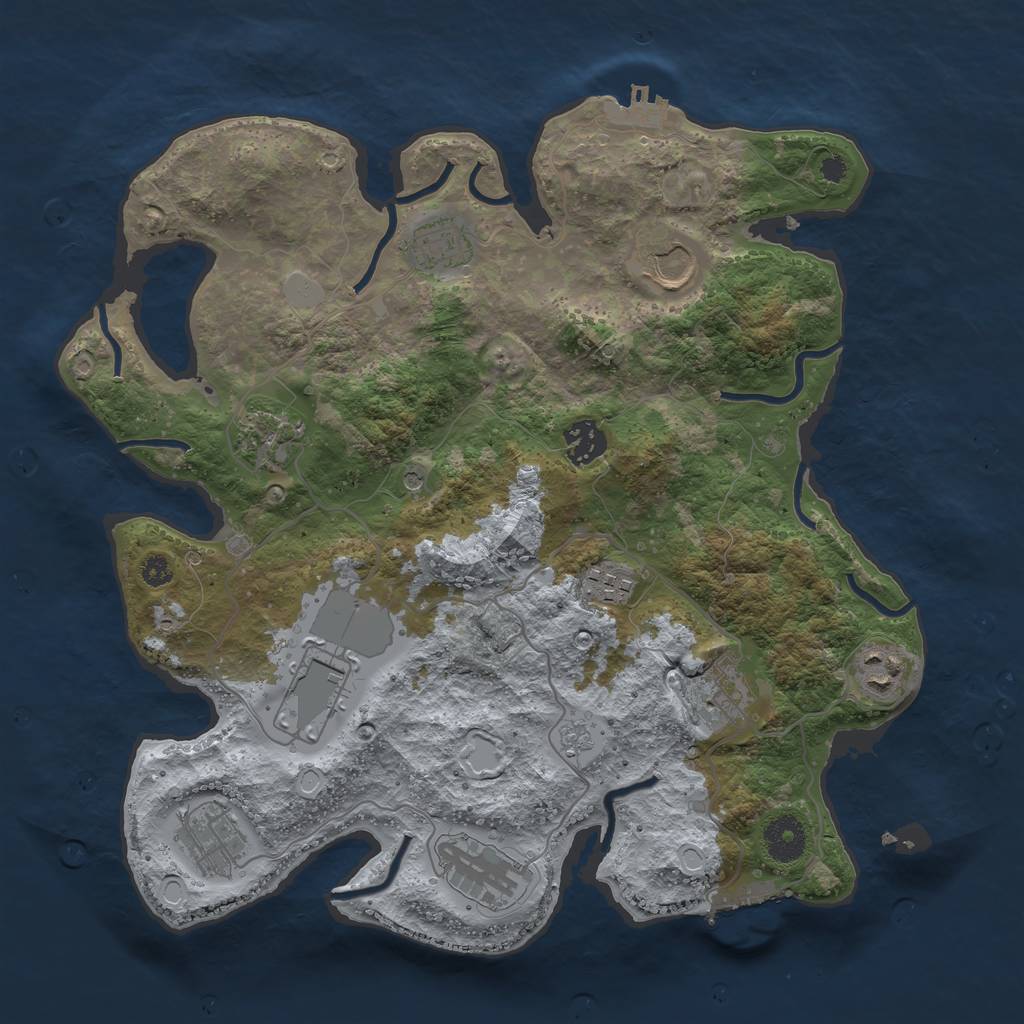Rust Map: Procedural Map, Size: 3500, Seed: 2079482788, 19 Monuments