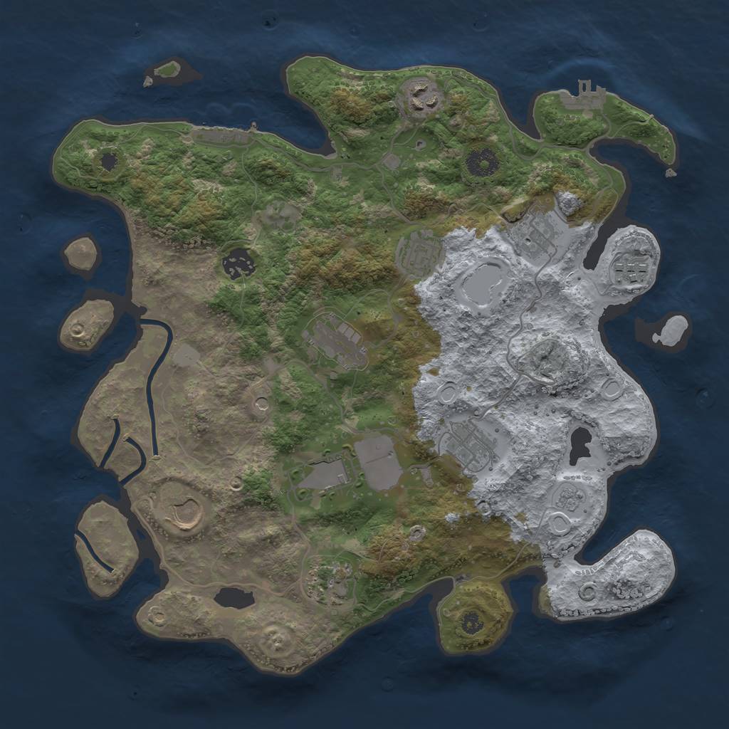 Rust Map: Procedural Map, Size: 3500, Seed: 522519628, 17 Monuments