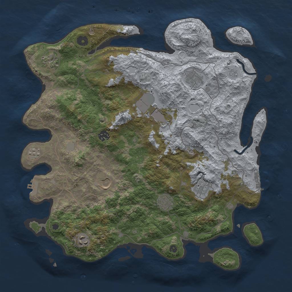 Rust Map: Procedural Map, Size: 4000, Seed: 897536602, 18 Monuments