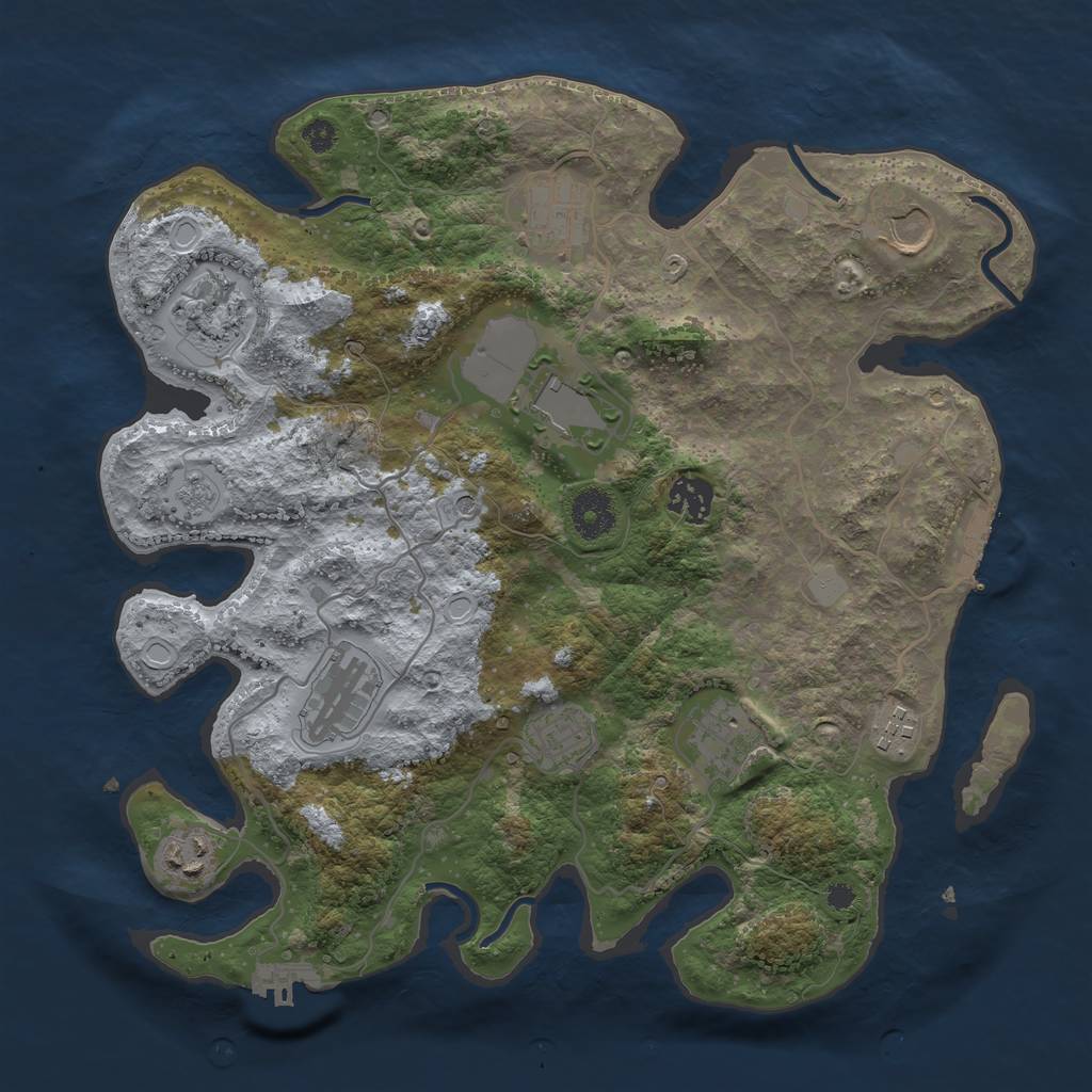 Rust Map: Procedural Map, Size: 3500, Seed: 258483840, 19 Monuments