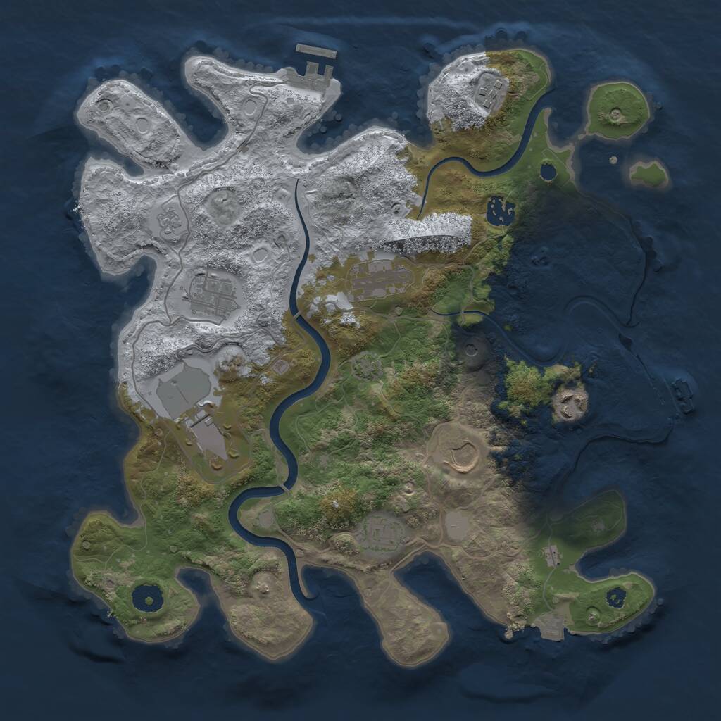 Rust Map: Procedural Map, Size: 3600, Seed: 801812524, 14 Monuments