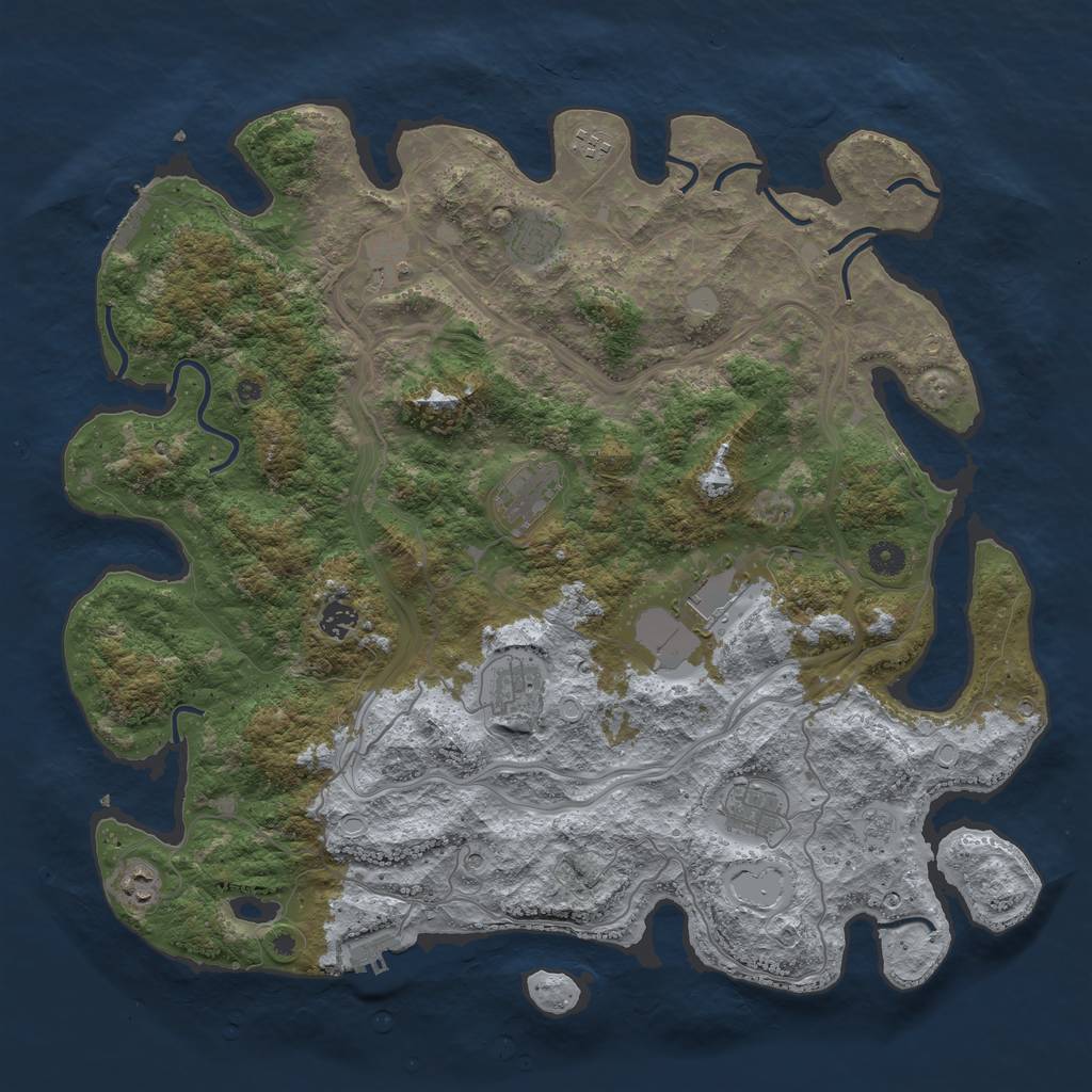 Rust Map: Procedural Map, Size: 4500, Seed: 29285719, 18 Monuments