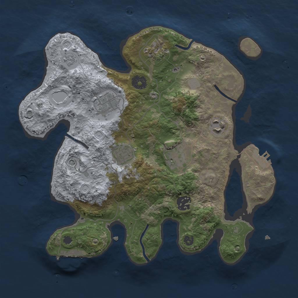 Rust Map: Procedural Map, Size: 3000, Seed: 2100847547, 15 Monuments