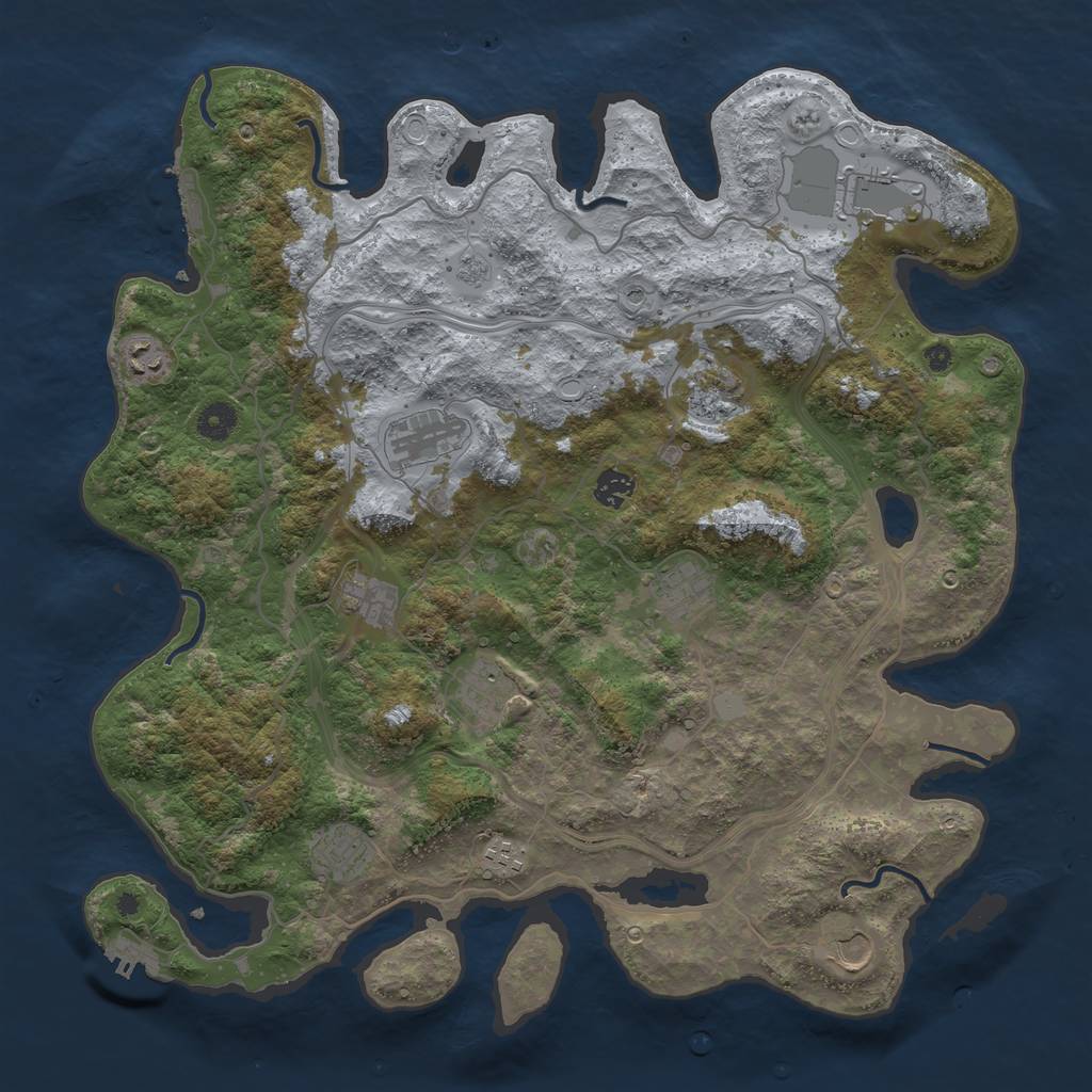 Rust Map: Procedural Map, Size: 4250, Seed: 663603621, 20 Monuments
