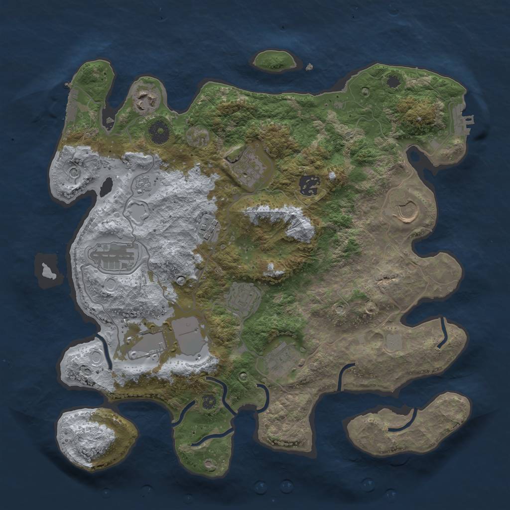 Rust Map: Procedural Map, Size: 3500, Seed: 568172, 18 Monuments