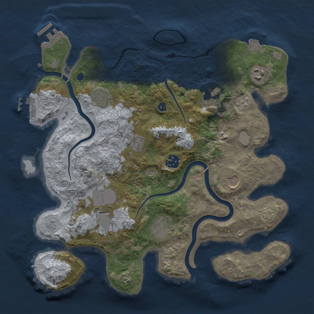 Rust Map: Procedural Map, Size: 3500, Seed: 568172, 15 Monuments