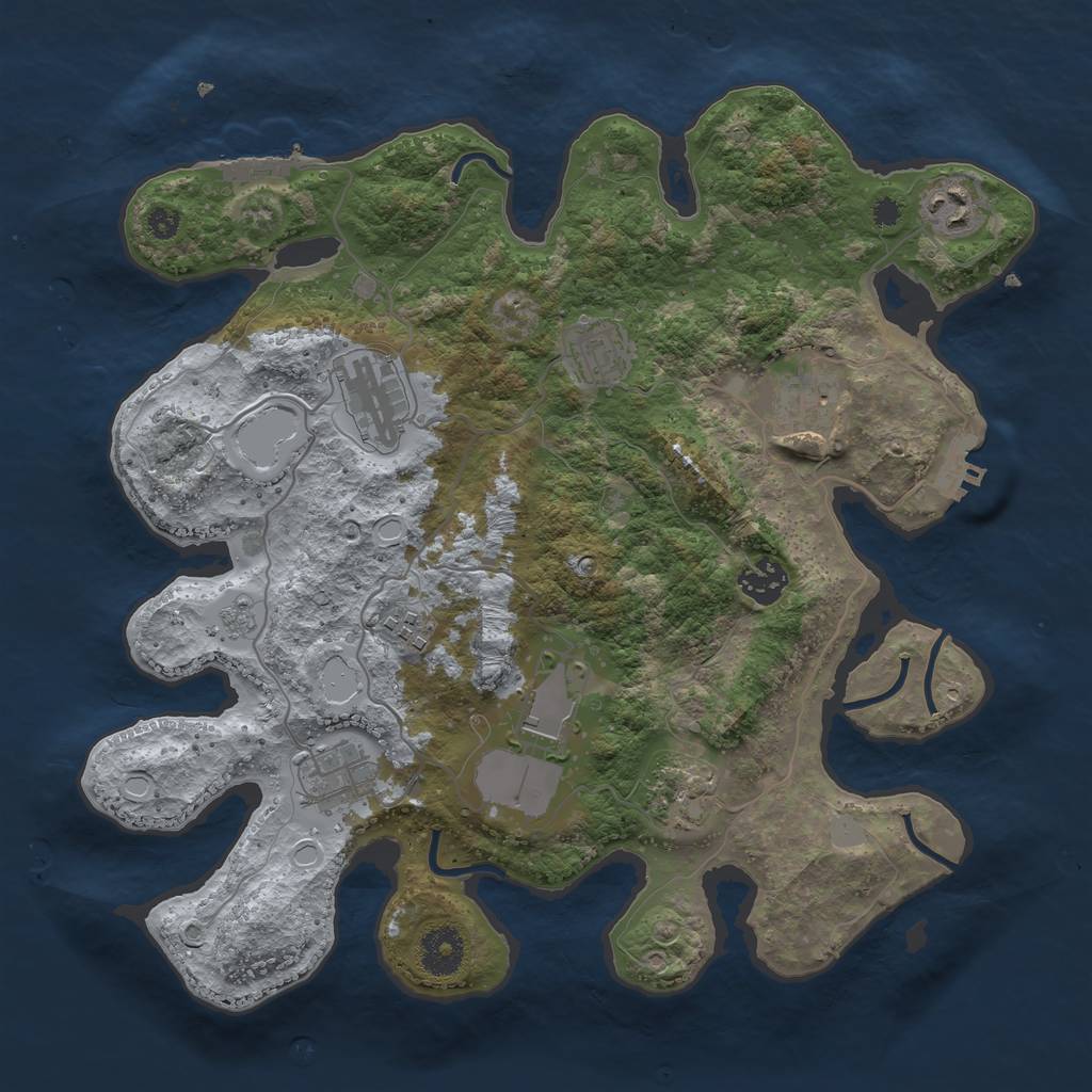 Rust Map: Procedural Map, Size: 3500, Seed: 1939, 17 Monuments