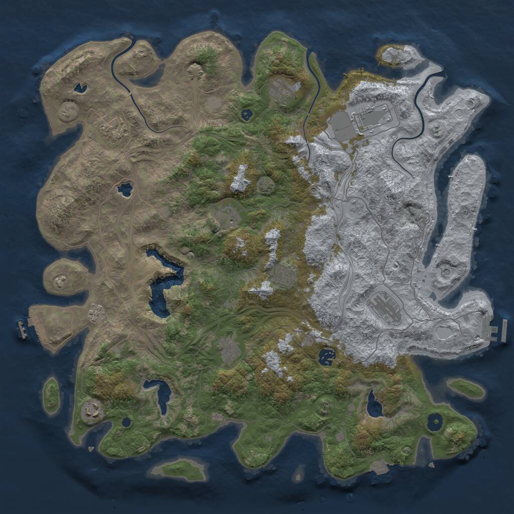 Rust Map: Procedural Map, Size: 4500, Seed: 543070004, 16 Monuments