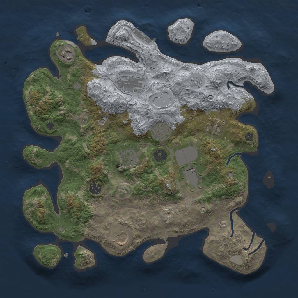 Rust Map: Procedural Map, Size: 3500, Seed: 1549025125, 16 Monuments