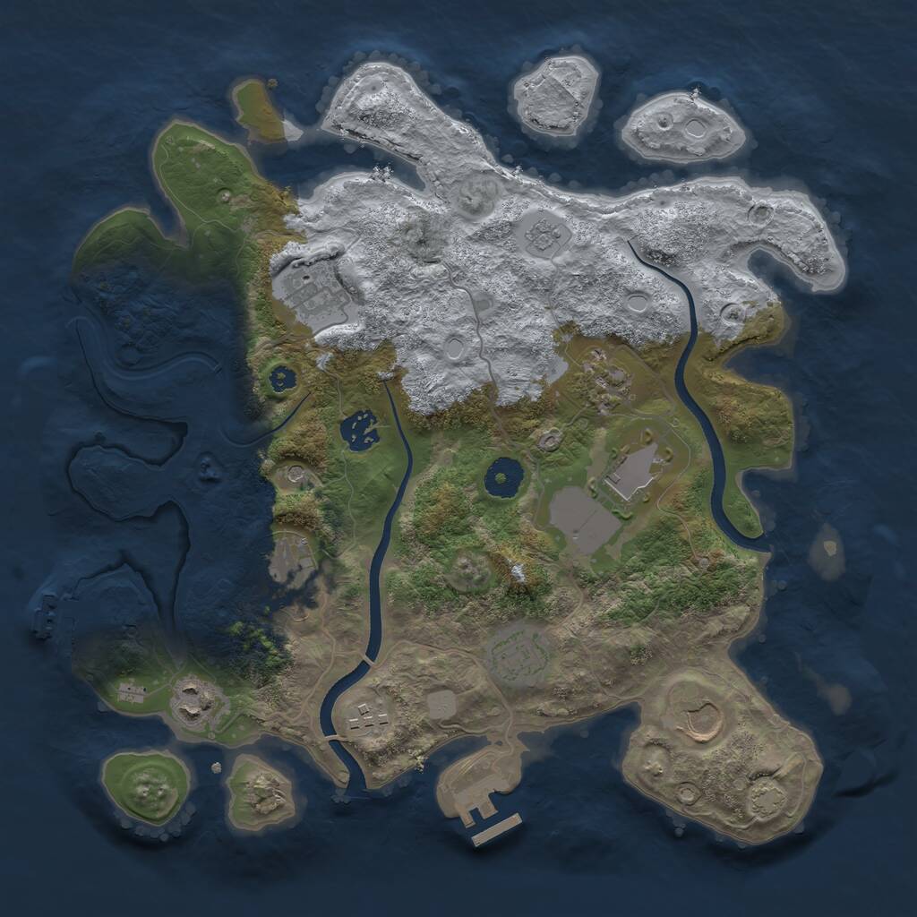 Rust Map: Procedural Map, Size: 3500, Seed: 1549025125, 15 Monuments