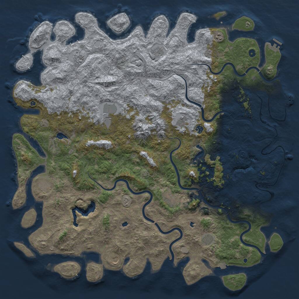Rust Map: Procedural Map, Size: 6000, Seed: 591777, 17 Monuments