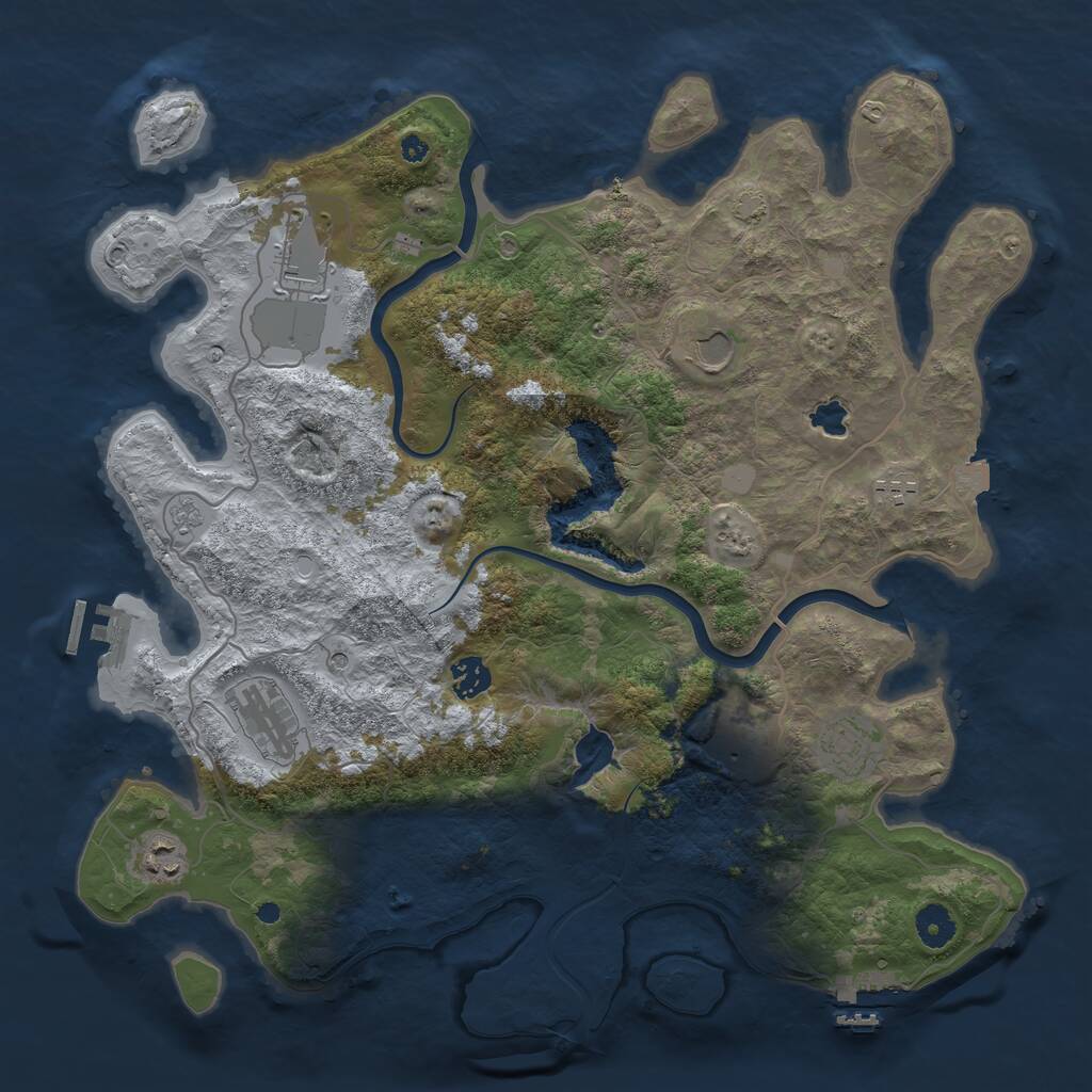 Rust Map: Procedural Map, Size: 4000, Seed: 1036, 14 Monuments