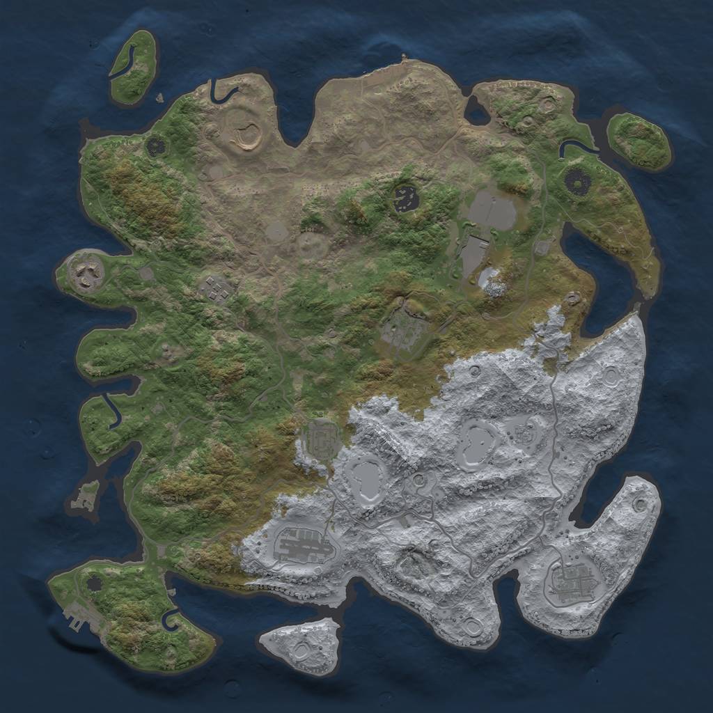 Rust Map: Procedural Map, Size: 4000, Seed: 682086, 18 Monuments