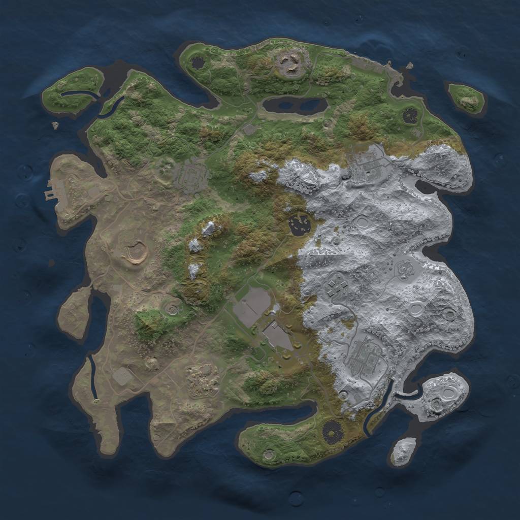 Rust Map: Procedural Map, Size: 3500, Seed: 36733, 18 Monuments