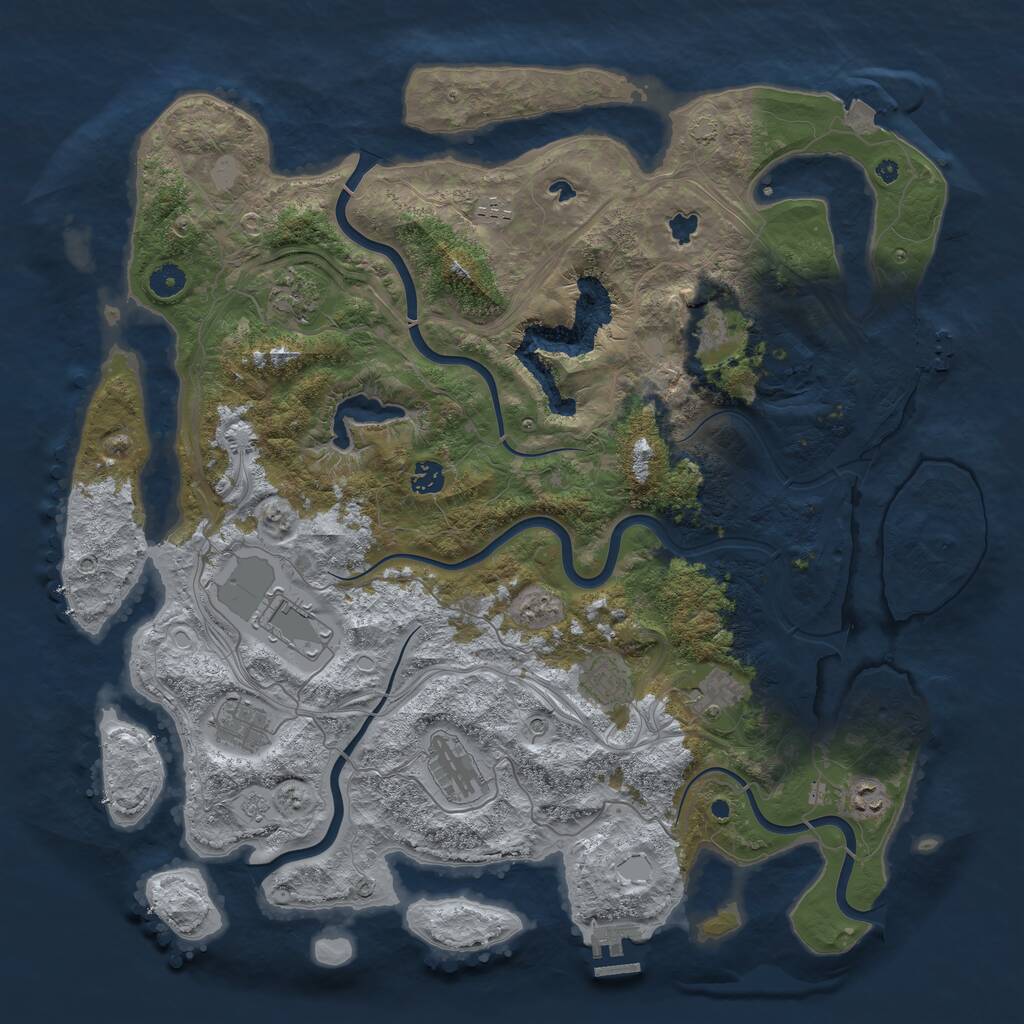 Rust Map: Procedural Map, Size: 4500, Seed: 1286233196, 16 Monuments
