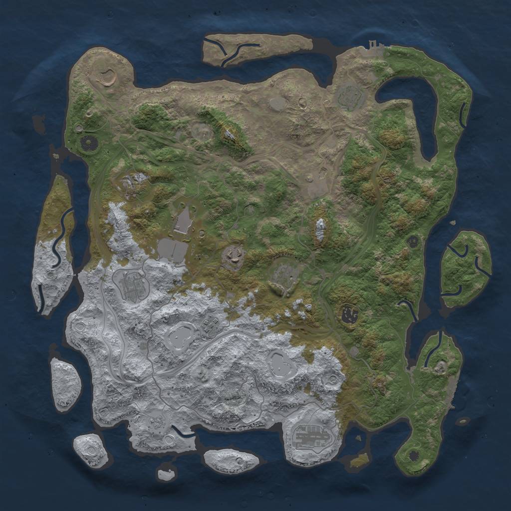 Rust Map: Procedural Map, Size: 4500, Seed: 1286233196, 20 Monuments