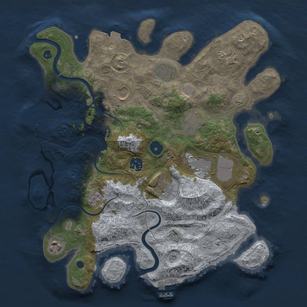 Rust Map: Procedural Map, Size: 3500, Seed: 2139467719, 15 Monuments