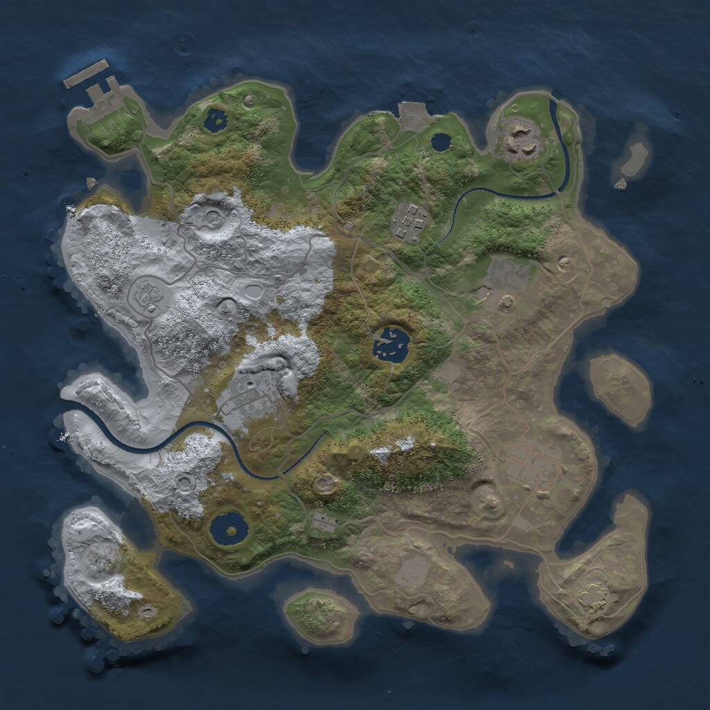 Rust Map: Procedural Map, Size: 3000, Seed: 2818, 11 Monuments