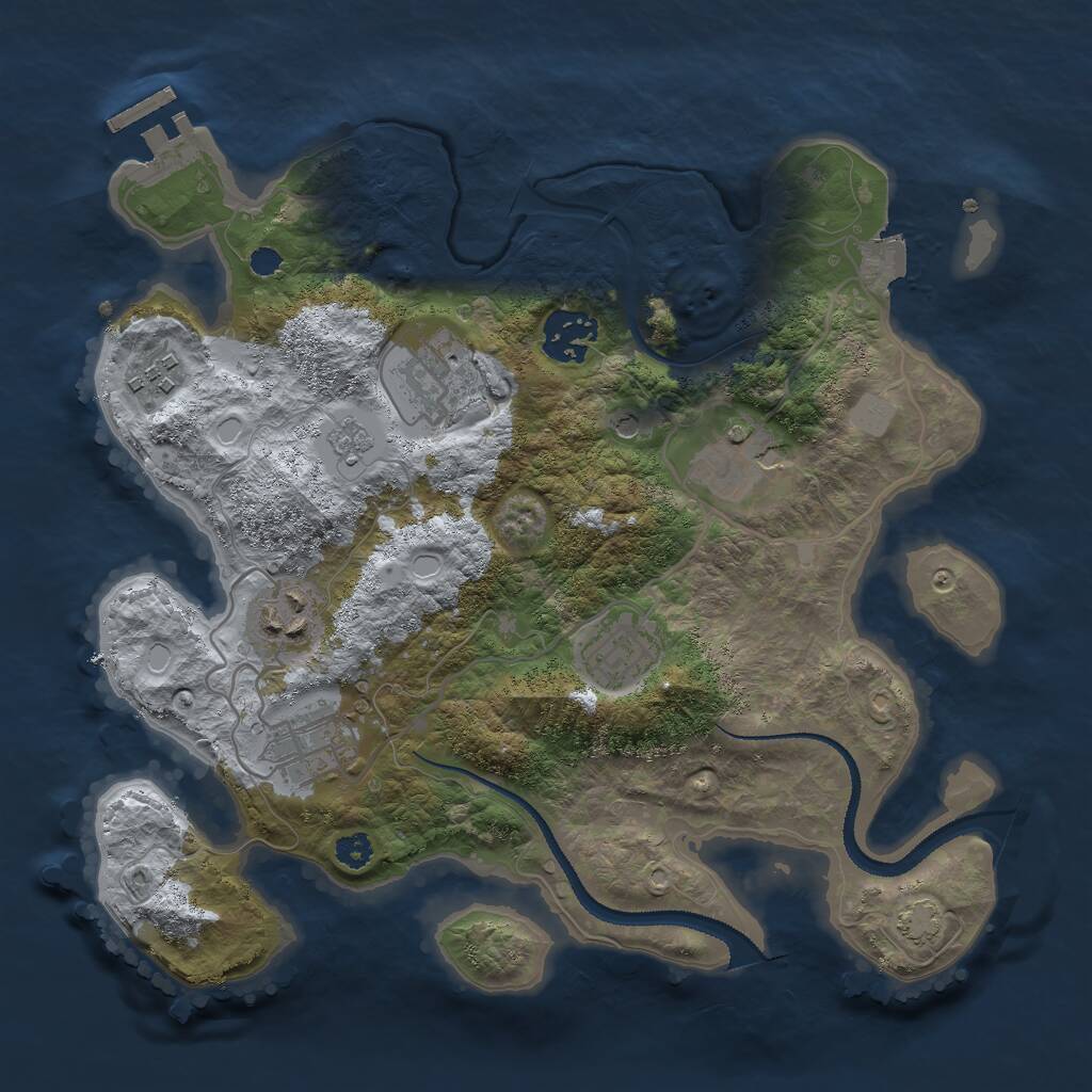 Rust Map: Procedural Map, Size: 3000, Seed: 2818, 12 Monuments