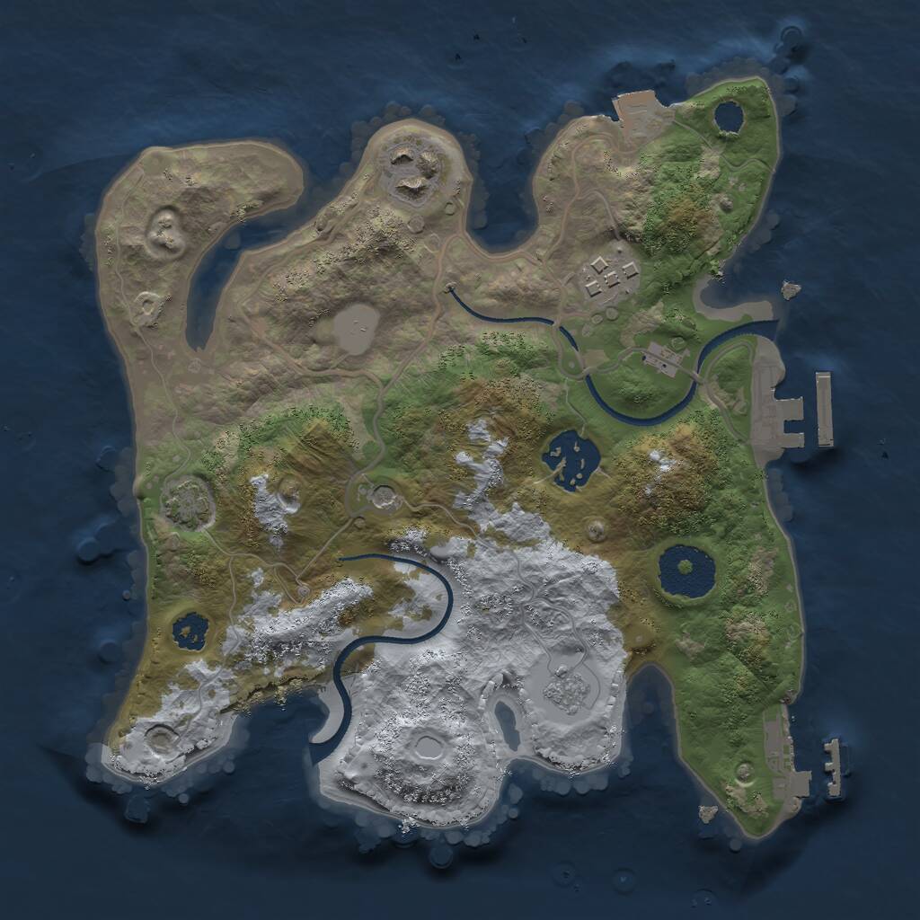 Rust Map: Procedural Map, Size: 2500, Seed: 1777777, 9 Monuments