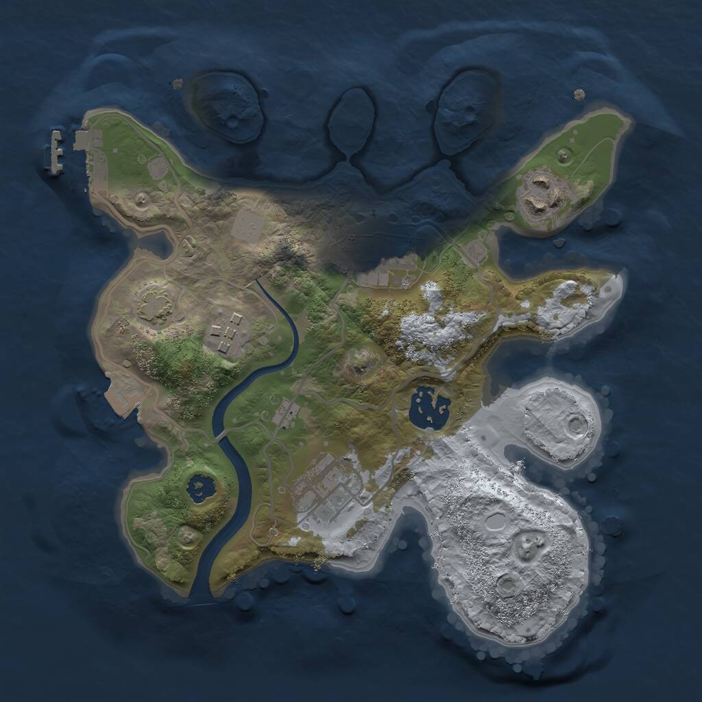 Rust Map: Procedural Map, Size: 2500, Seed: 237882009, 8 Monuments